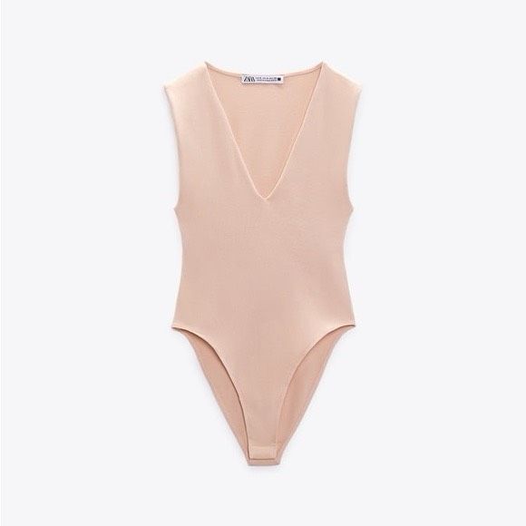 ✨Zara V-Neck Sleeveless Light Pink/Nude Sz Small Bodysuit✨ - Picture 3 of 7
